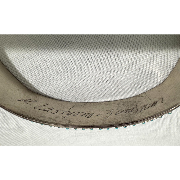 R. Lastyono Zuni Sterling Silver Turquoise Cuff Bracelet Signed Native American - Picture 4 of 11